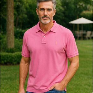 Polo Ralph Lauren Golf Shirt Vintage Mens Pink Short Sleeve Size M